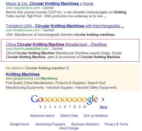 Circular Knitting Machine 英文Google优化排名至第一页